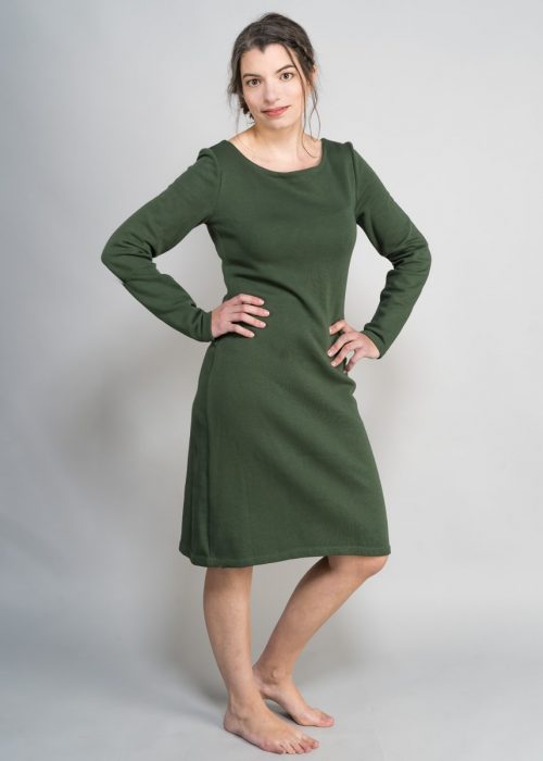 Anke â€“ Winterkleid aus warmen Sweatshirt Grün